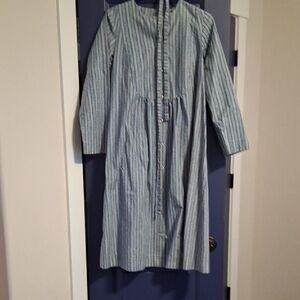 Striped Blue Long Sleeve Dress